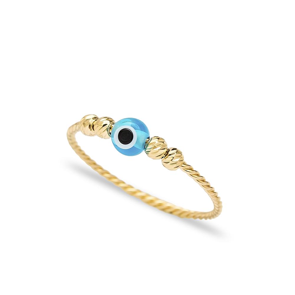 Evil Eye Design Wholesale Turkish 14K Gold Ring