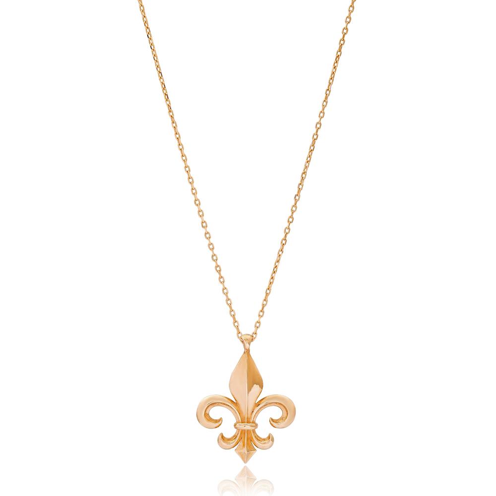 French Lily Flower Design Wholesale 14k Gold Necklace