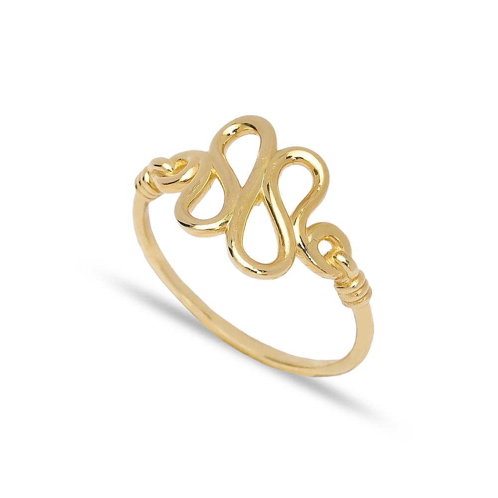 Wavy Design Ring 14 k Wholesale Handmade Turkish Gold Jewelry