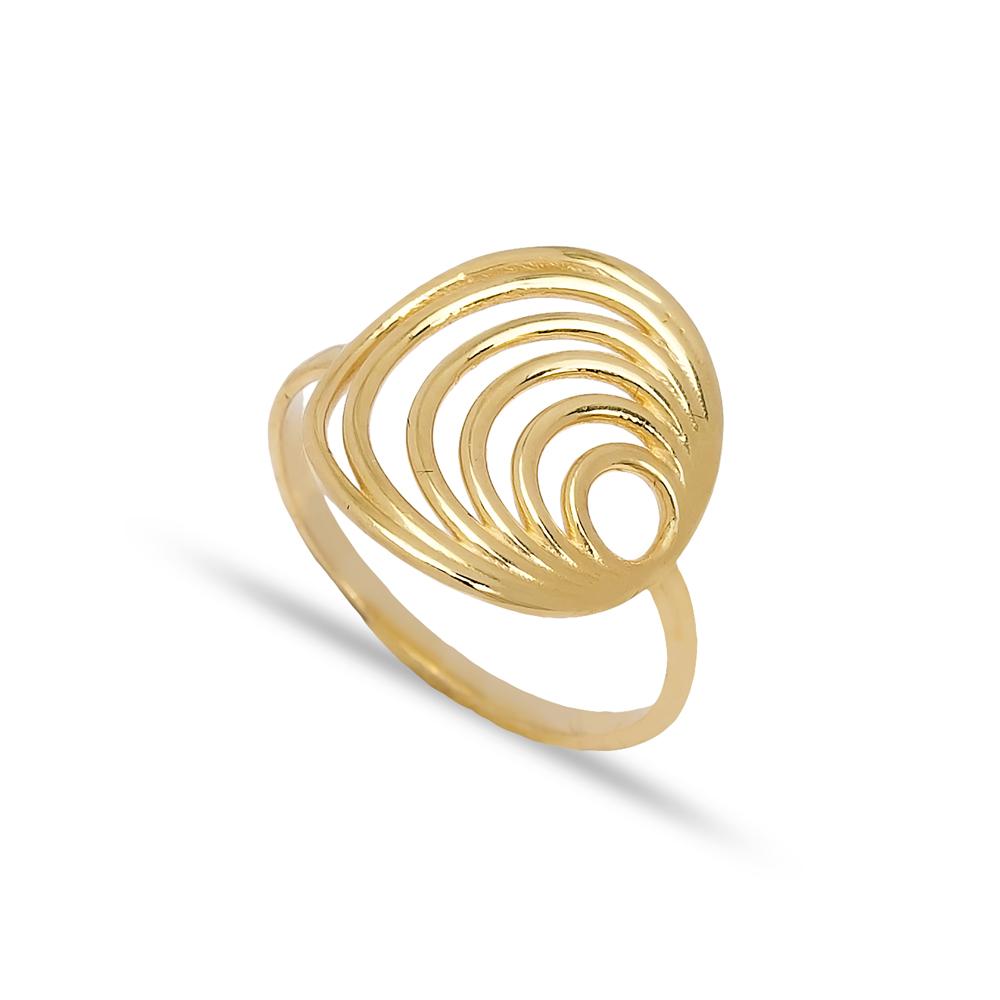 Multi Round Design Ring 14 k Wholesale Handmade Turkish Gold Jewelry