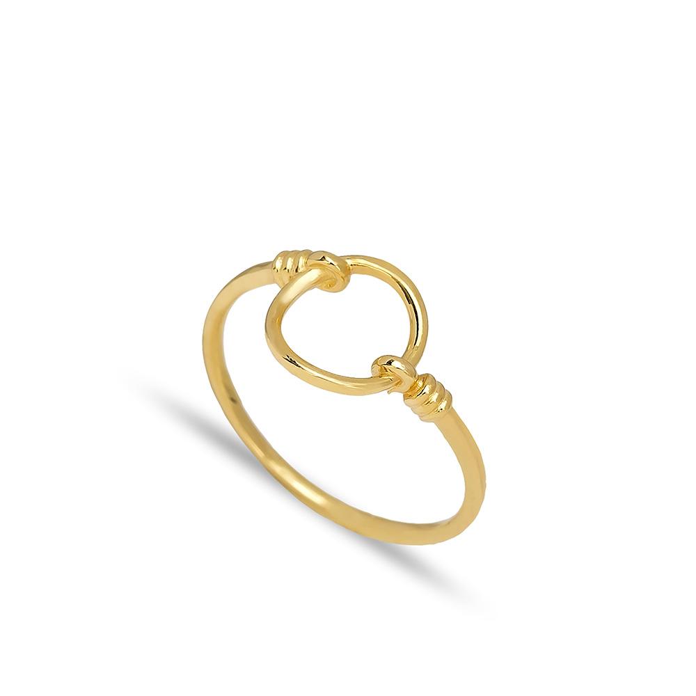 Hollow Circle Design Ring 14 k Wholesale Handmade Turkish Gold Jewelry