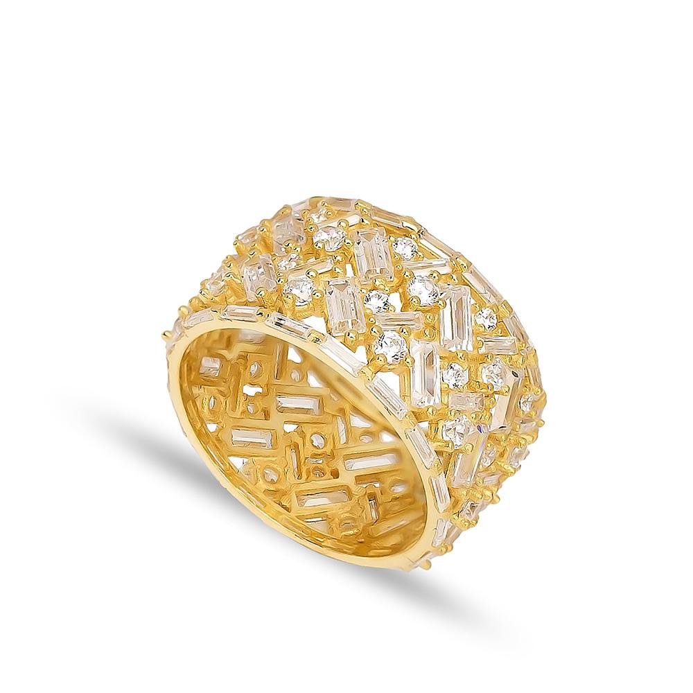 Baguette Stone Band Ring 14 k Wholesale Handmade Turkish Gold Jewelry
