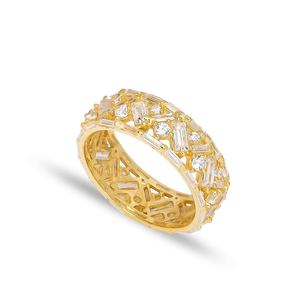 Baguette Stone Band Ring 14 k Wholesale Handmade Turkish Gold Jewelry