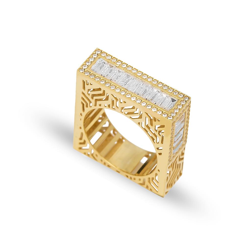 Baguette Band Ring 14 k Wholesale Handmade Turkish Gold Jewelry