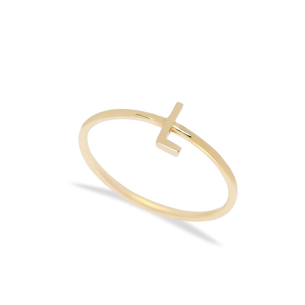L Letter Ring 14 k Wholesale Handmade Turkish Gold Jewelry
