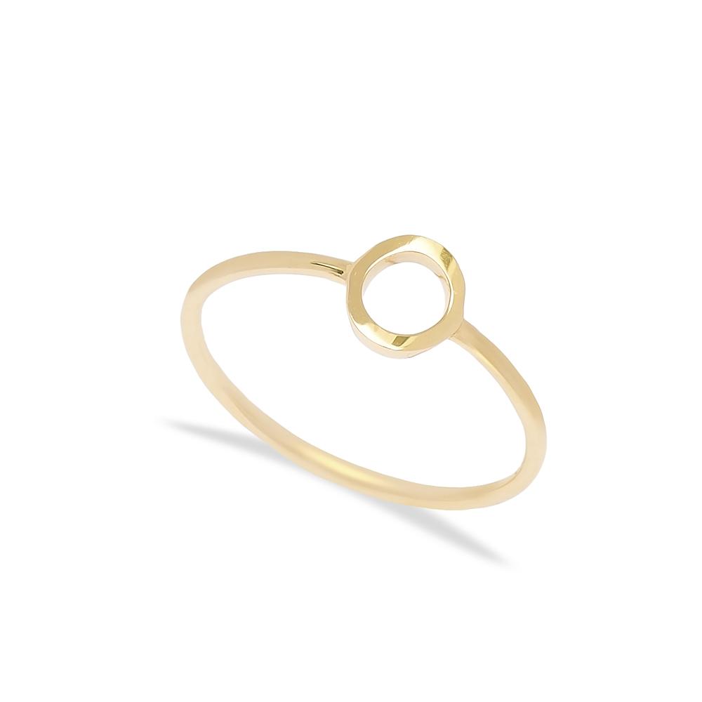 O Letter Ring 14 k Wholesale Handmade Turkish Gold Jewelry
