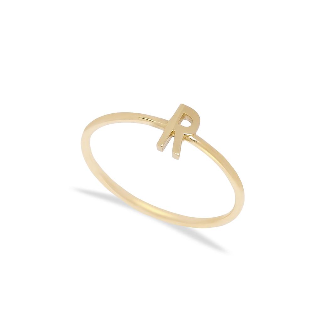 R Letter Ring 14 k Wholesale Handmade Turkish Gold Jewelry