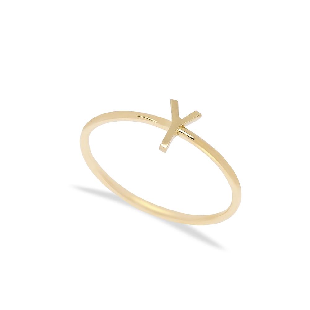Y Letter Ring 14 k Wholesale Handmade Turkish Gold Jewelry
