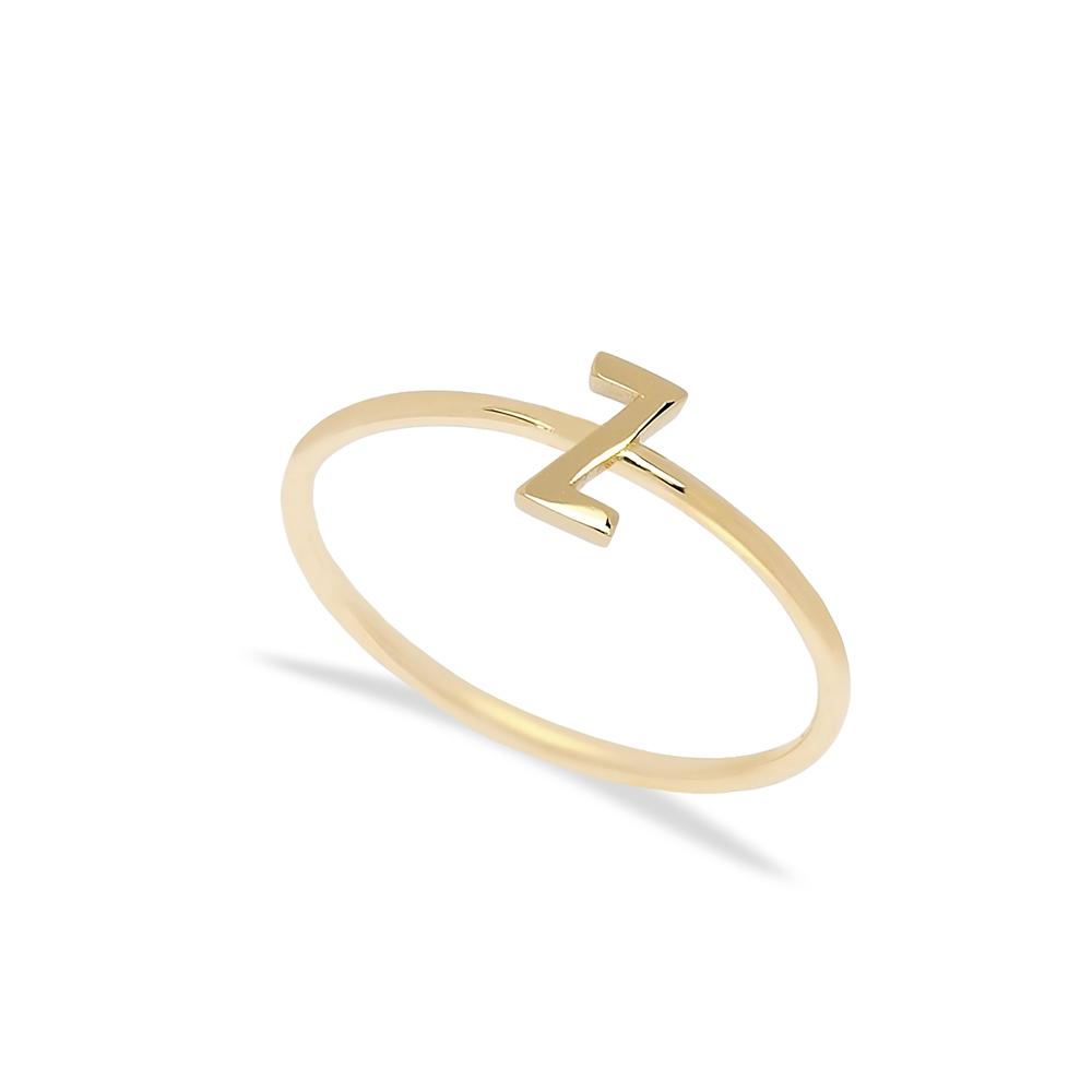 Z Letter Ring 14 k Wholesale Handmade Turkish Gold Jewelry