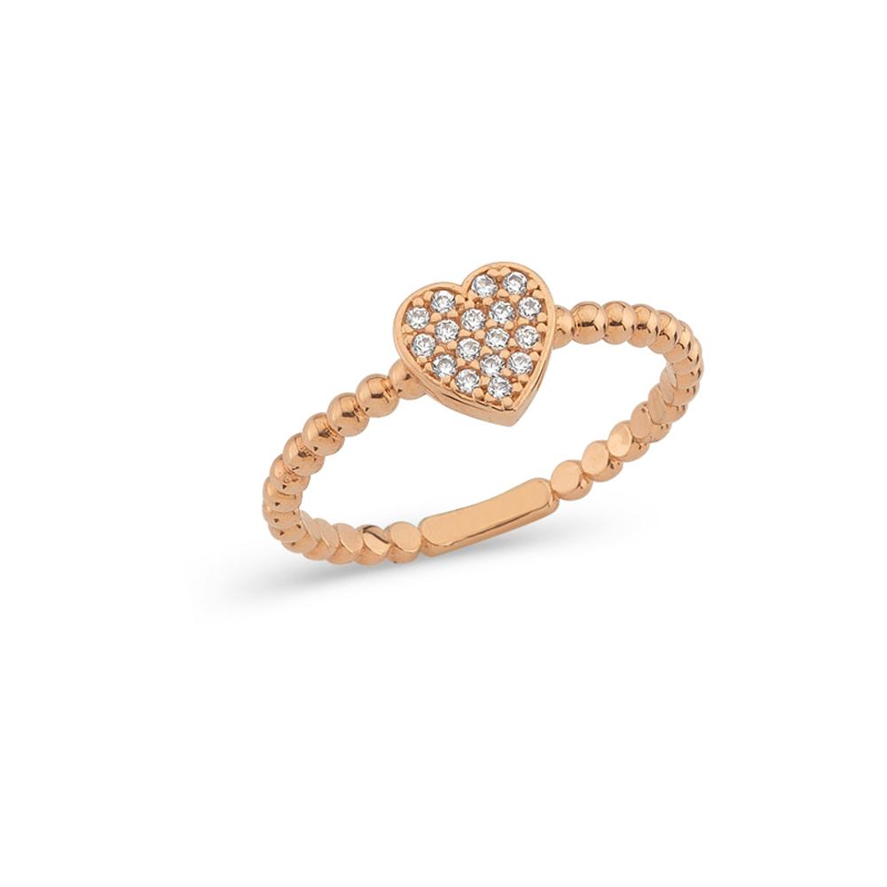 Heart Design Zircon Stone 14k Gold Ring
