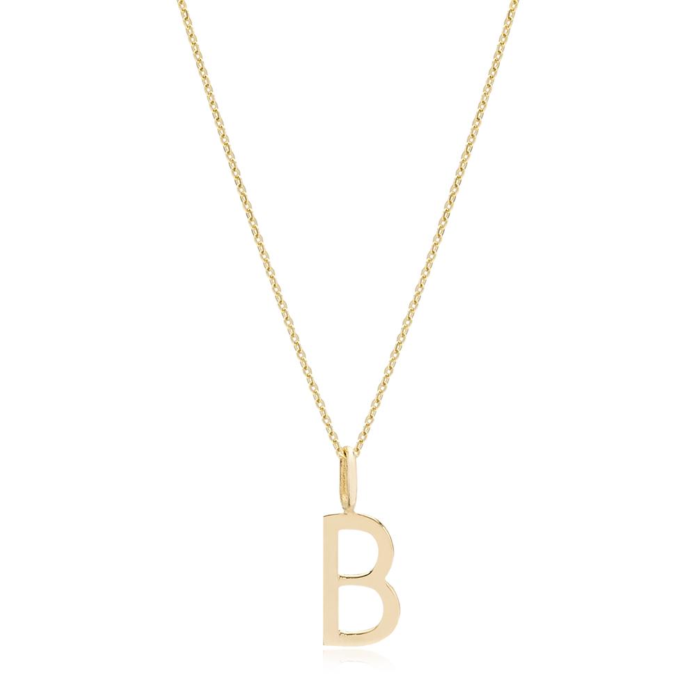 B Letter Pendant Turkish Wholesale 14k Gold Jewelry