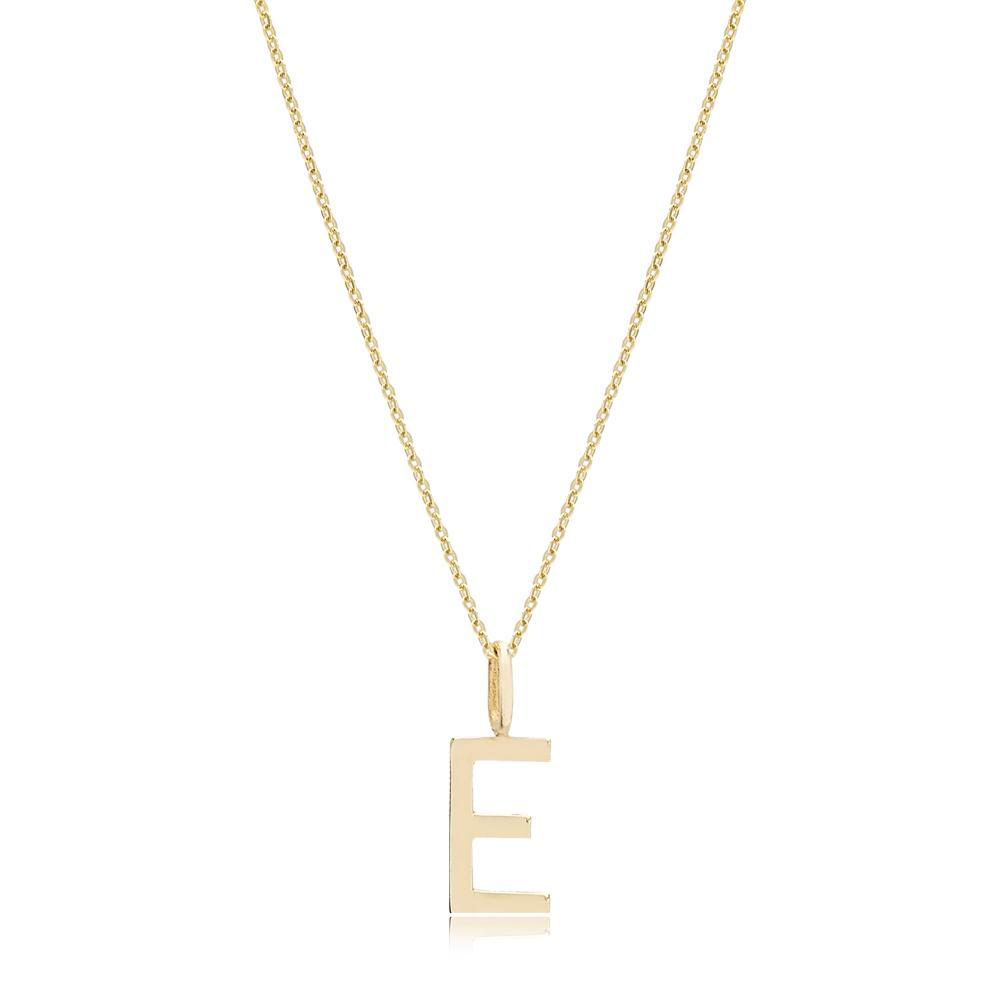 E Letter Pendant Turkish Wholesale 14k Gold Jewelry