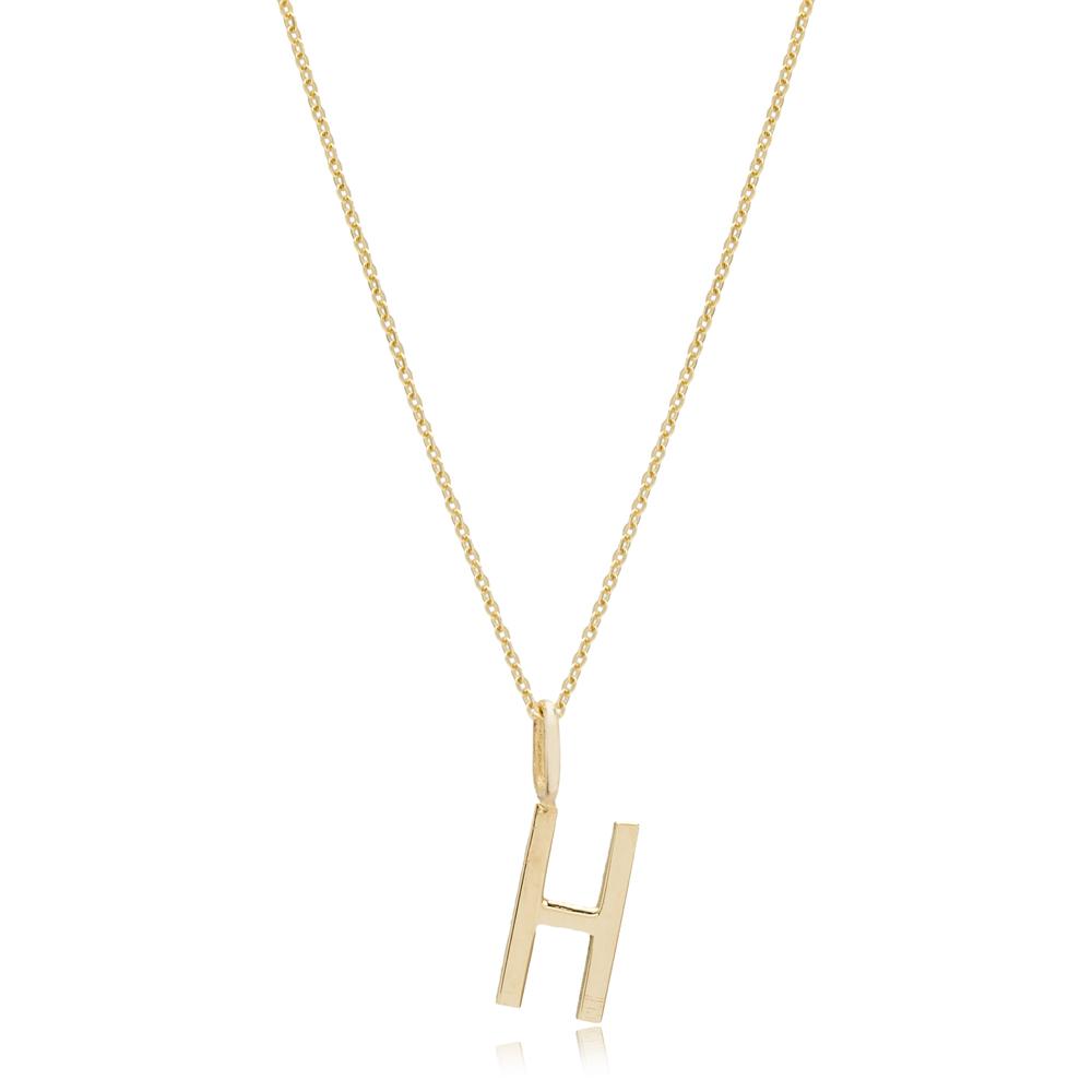 H Letter Pendant Turkish Wholesale 14k Gold Jewelry