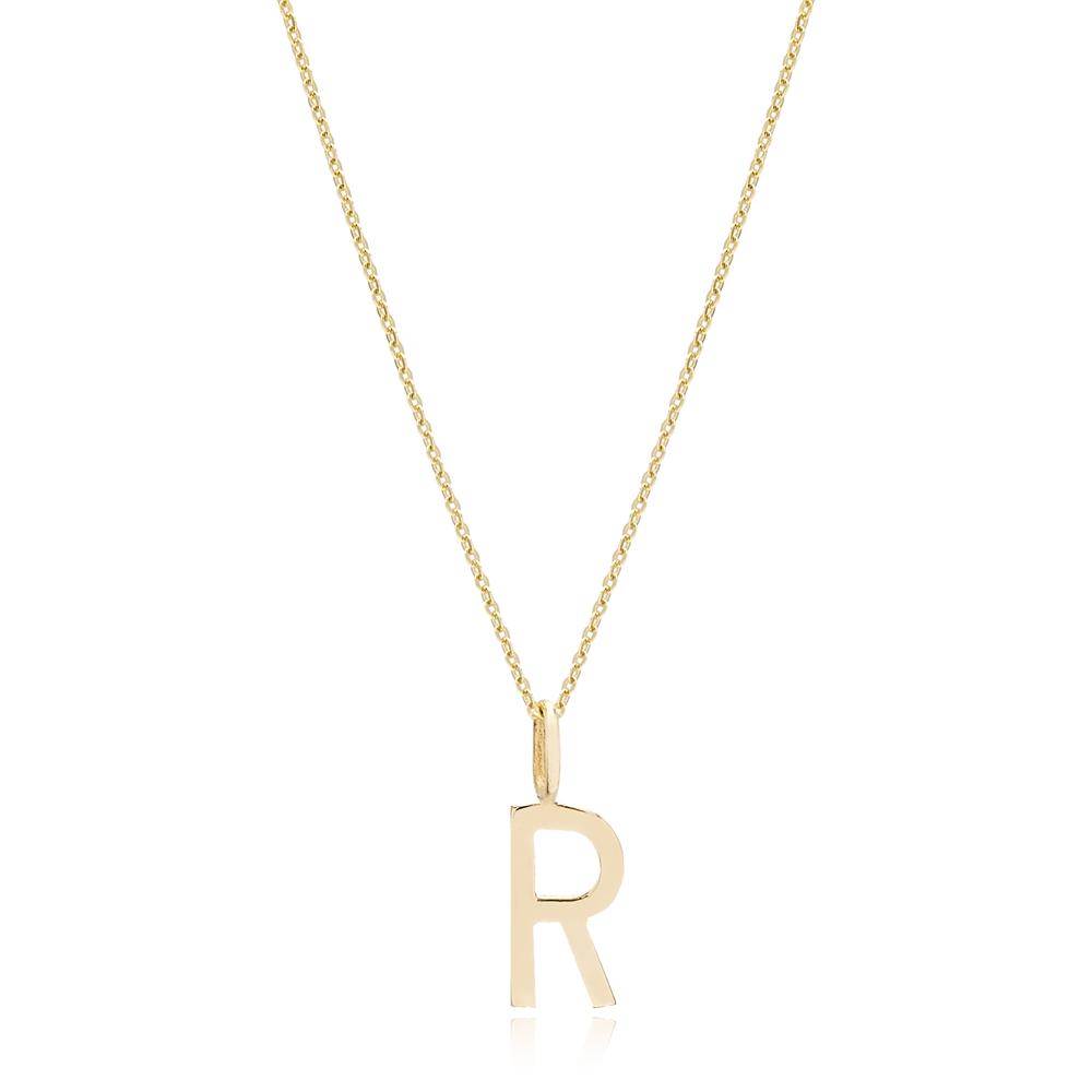 R Letter Pendant Turkish Wholesale 14k Gold Jewelry