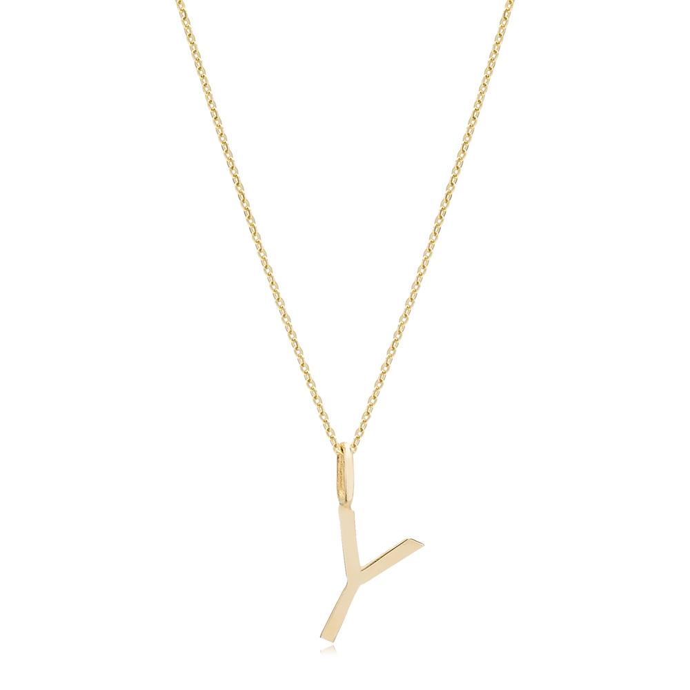 Y Letter Pendant Turkish Wholesale 14k Gold Jewelry