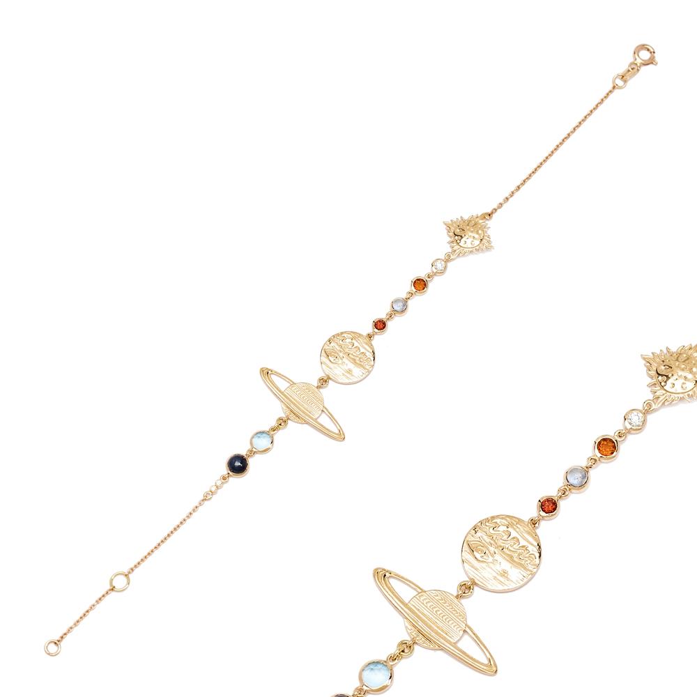 14K Gold Galaxy Design Bracelet Wholesale Handmade Turkish Jewelry