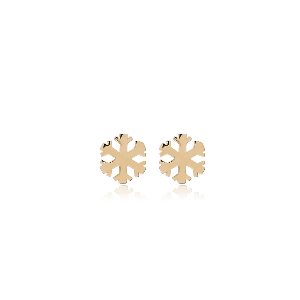 Snowflake Stud Earring Wholesale Turkish 14k Gold Earrings