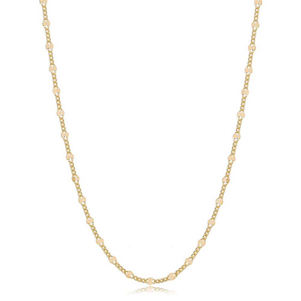 14K Gold Trendy Curb Necklace Turkish Wholesale Gold Jewelry