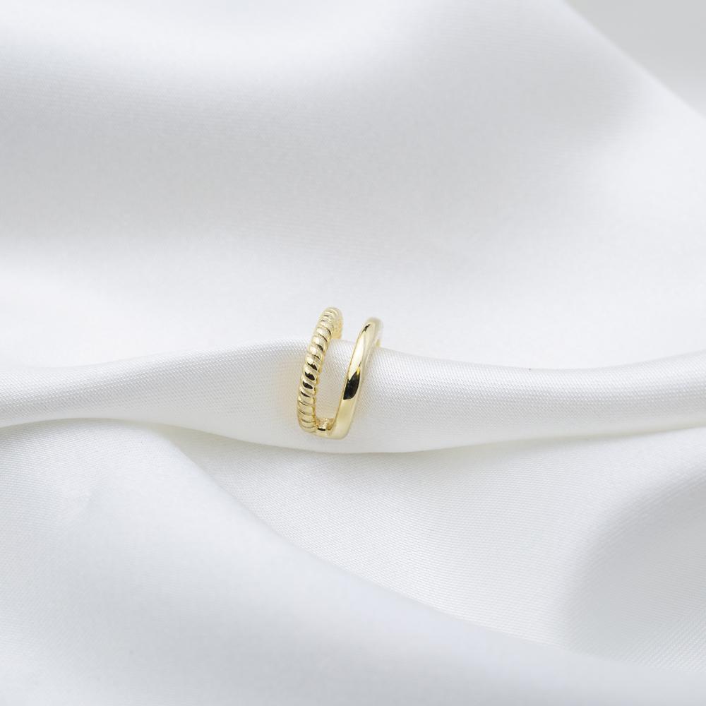 Trendy Design Plain Single Cuff Earring Wholesale Turkish Handmade 14k Gold Jewelry