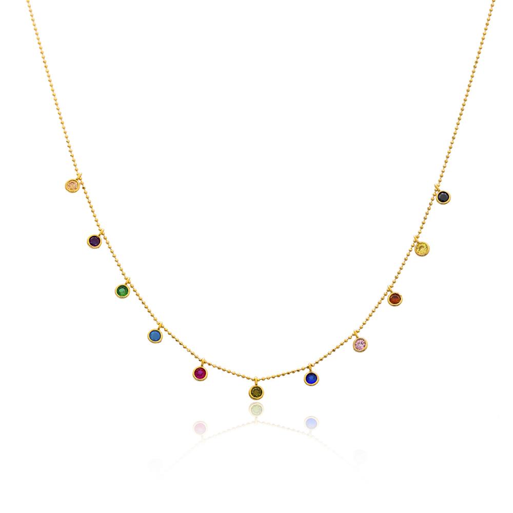 14K Gold Elegant Shaker Round Shape Colorful Stone Pendant Wholesale Handmade Turkish Jewelry