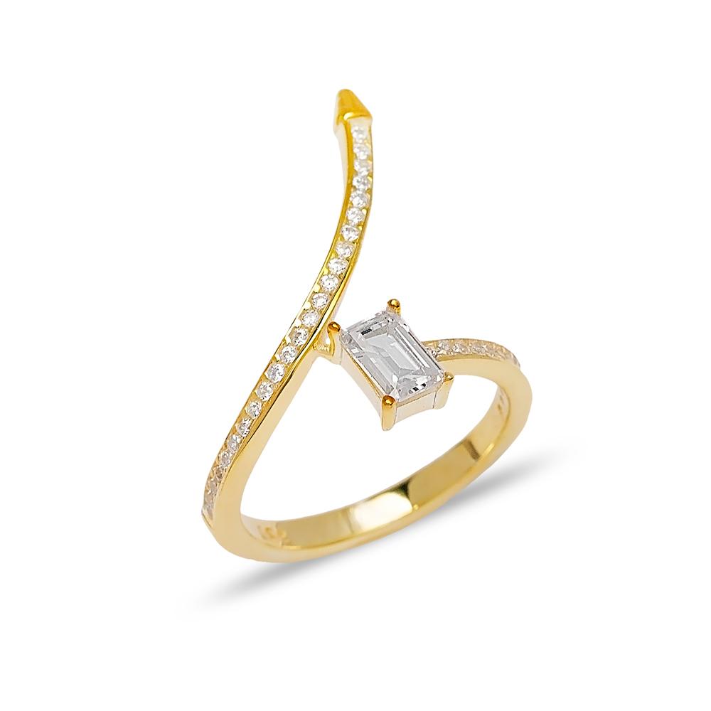 Square Cut Zircon Stone Adjustable Ring 14k Solid Gold Jewelry